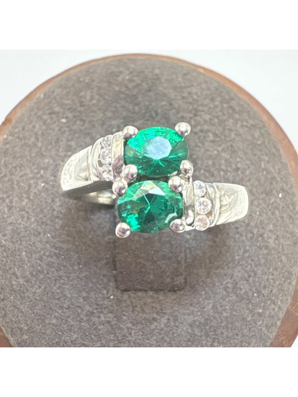 Blue Green Quartz Bypass Design Statement Ring VTG Sterling Silver 925 Size 5